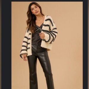 Altar'd State Cream and Black Striped Cardigan